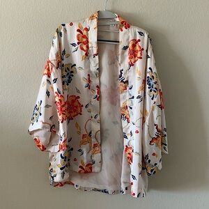 Floral Satin Kimono Jacket